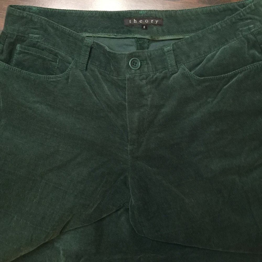 Theory Green Corduroy Flat Front Casual